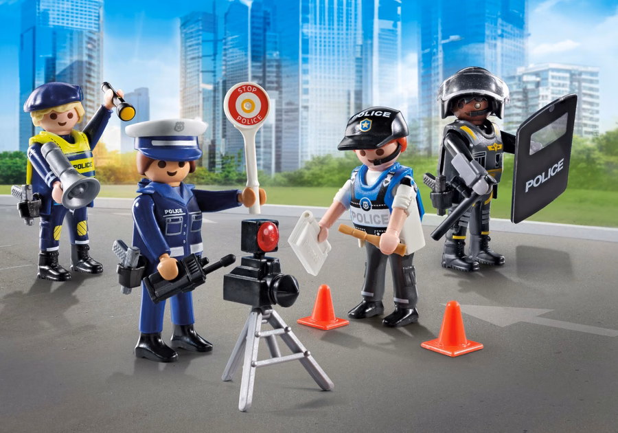 Conjunto de figuras de policía
