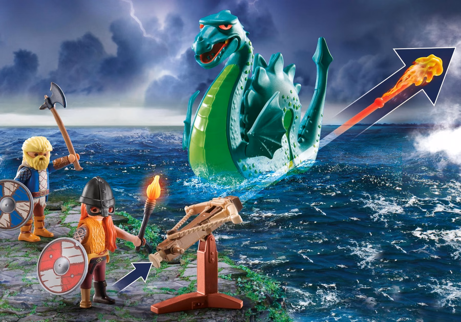 Vikingos con monstruo marino