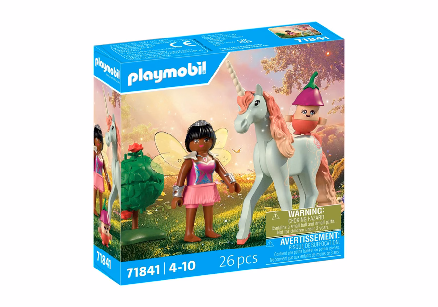 Unicornio coleccionable: Rosa del cielo con hada