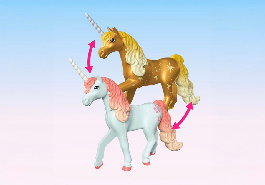 Unicornio coleccionable: Rosa del cielo con hada