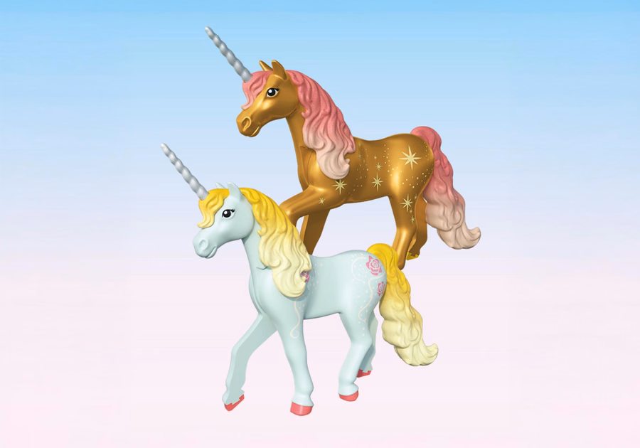Unicornio coleccionable: Rosa del cielo con hada