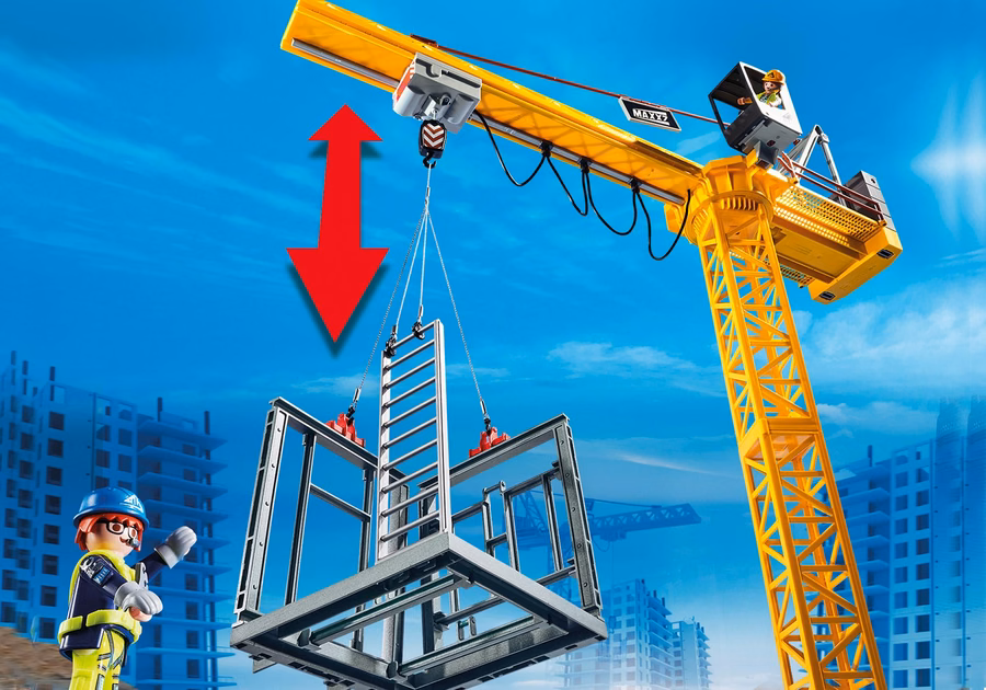Grúa RC con sección de construcción