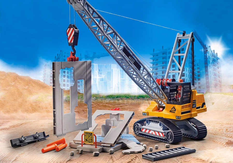 Excavadora de cable con sección de construcción