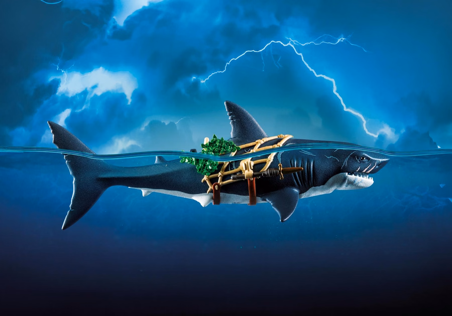 Tiburón gigante con pirata