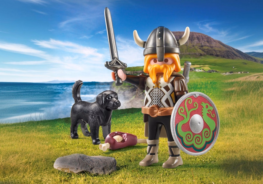 Vikingo con perro guardián